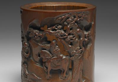 图片[2]-Bamboo brush-holder depicting Marshal Guo Ziyi with his helmet and armor removed. Late Ming to early Qing dynasty.-China Archive